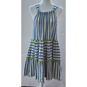 TESSORA Sydni Printed‎ Halter Pompom Short Dress Neiman Marcus Sz S NWOT